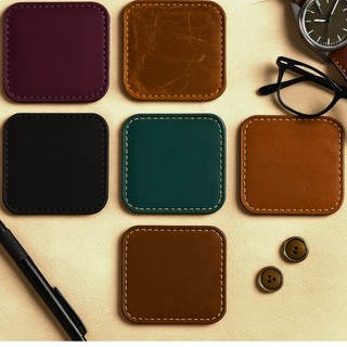 Handgefertigtes Untersetzer-Set aus Leder, 4er-Set