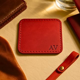 Handgefertigtes Untersetzer-Set aus Leder, 4er-Set