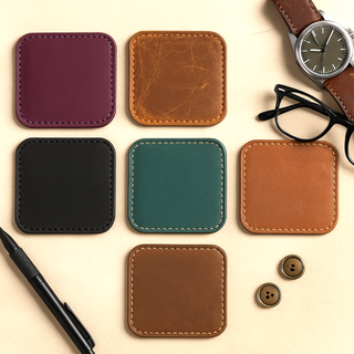Handgefertigtes Untersetzer-Set aus Leder, 4er-Set