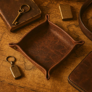 Leather Desk Organizer Tray – Personalized, 4 Sizes