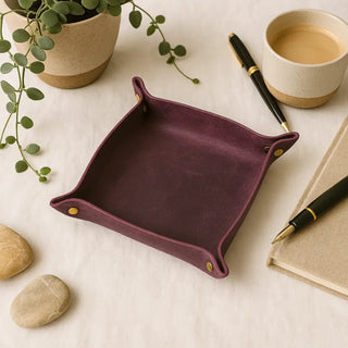 Leather Desk Organizer Tray – Personalized, 4 Sizes