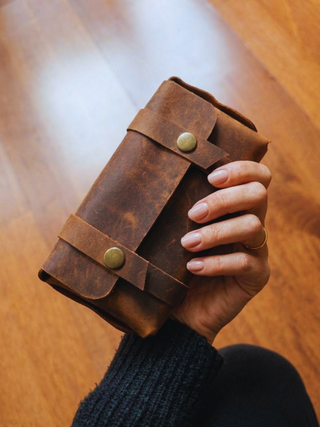 Edc Organizer Rustic Leather Mens Clutch Bag, Vintage Travel Organizer Gift For Him