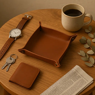 Leather Desk Organizer Tray – Personalized, 4 Sizes