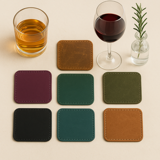 Handgefertigtes Untersetzer-Set aus Leder, 4er-Set