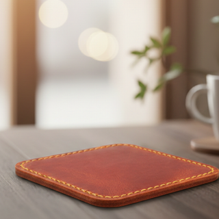 Handgefertigtes Untersetzer-Set aus Leder, 4er-Set