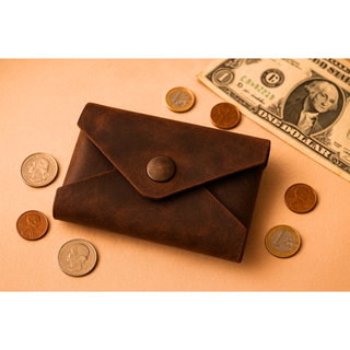 Portefeuille en cuir fait main pour pièces et cartes