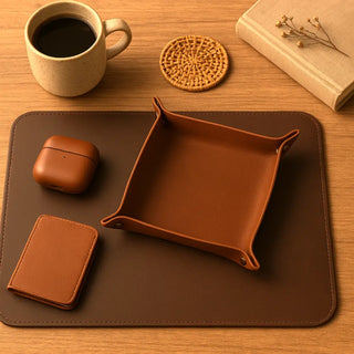 Leather Desk Organizer Tray – Personalized, 4 Sizes