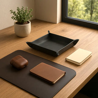 Leather Desk Organizer Tray – Personalized, 4 Sizes