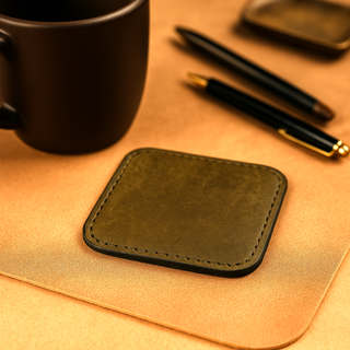 Handgefertigtes Untersetzer-Set aus Leder, 4er-Set