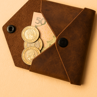 Portefeuille en cuir fait main pour pièces et cartes