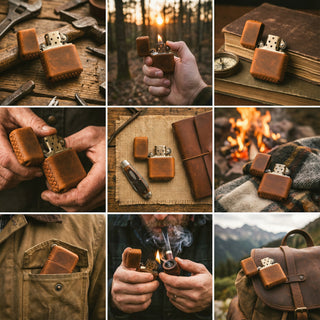 Handmade Leather Zippo Lighter Case