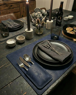 Handgefertigte Bestecktasche aus Leder